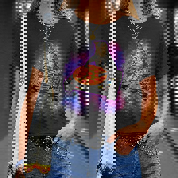 Dj Cat Eats Pizza In Galaxy T-shirt Gifts for Her