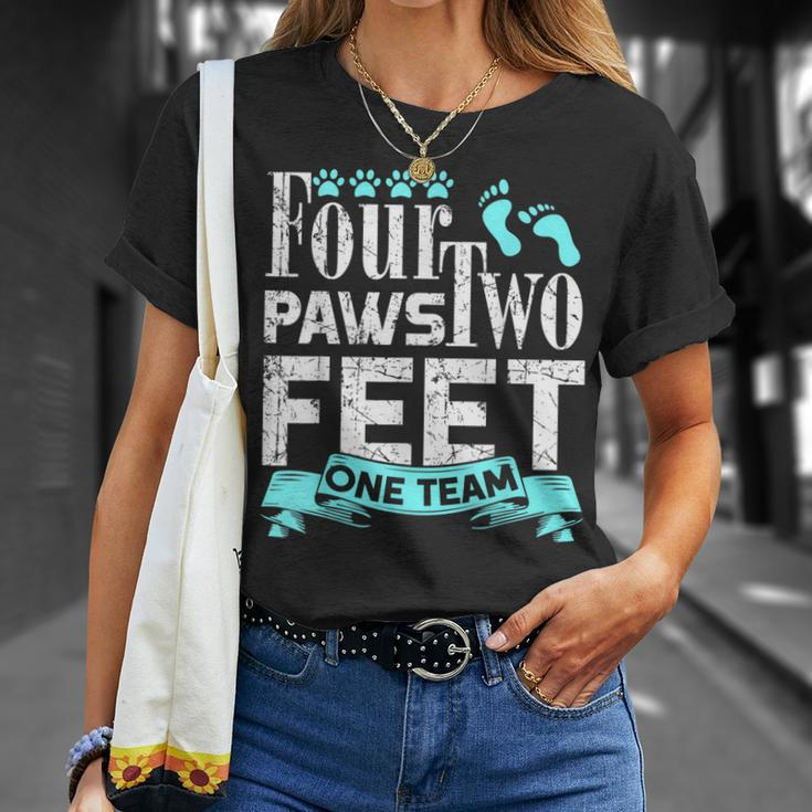 Dog Agility Four Paws Two Feet One Team Dog Gift Unisex T-Shirt Gifts for Her