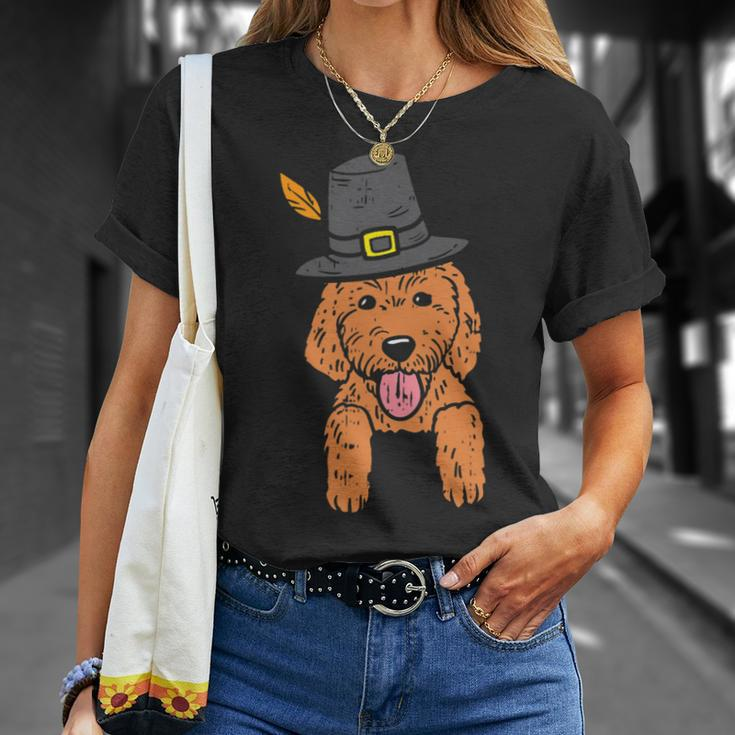Dog Goldendoodle Pocket Pilgrim Goldendoodle Dog Lover Cute Thanksgiving Gift Unisex T-Shirt Gifts for Her