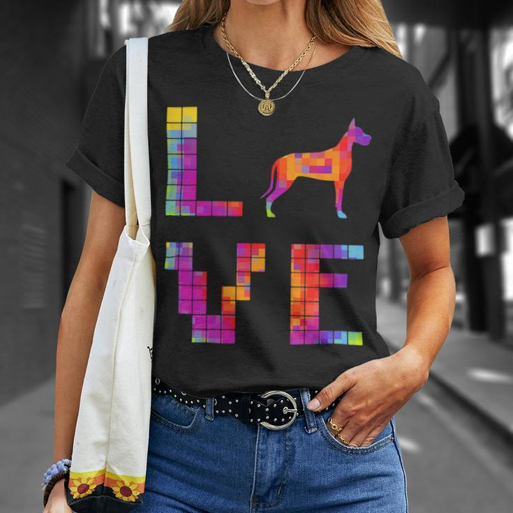 Dog Mom Great Dane Shirts Dog Lover Pixel Art Unisex T-Shirt Gifts for Her