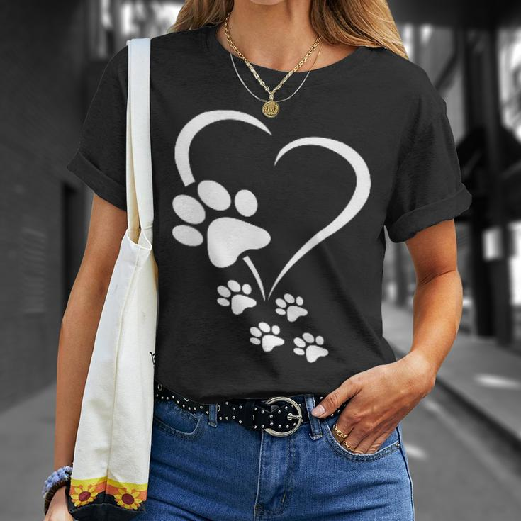 Dog Paw Heart Dog Paws Hearts Dog Paw - Dog Owner Unisex T-Shirt Gifts for Her