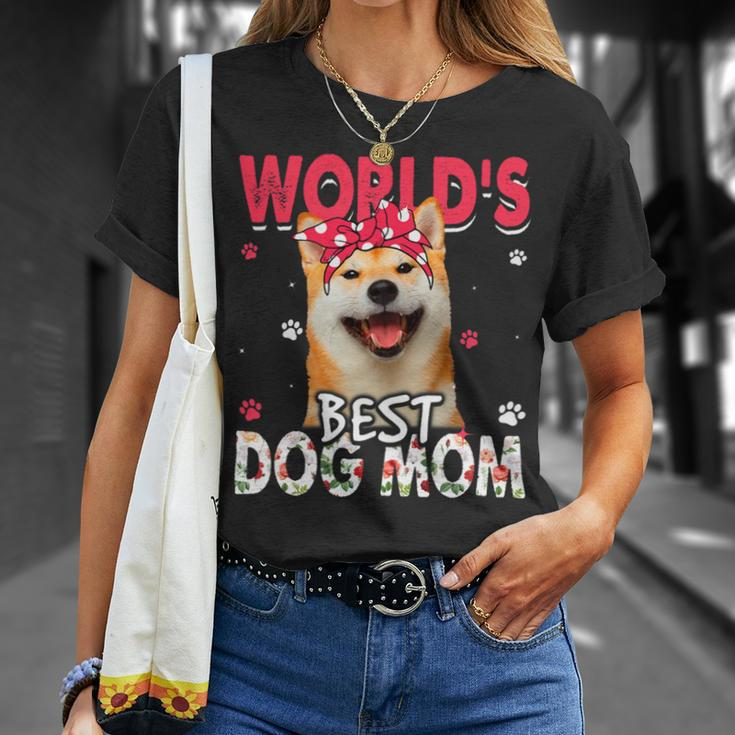 Dog Shiba Inu Womens Worlds Best Shiba Inu Dog Mom Funny Mothers Day Unisex T-Shirt Gifts for Her