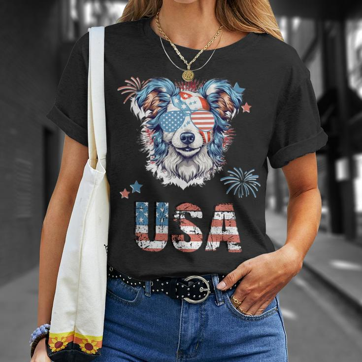 Dog With Usa Letters 4Th Of July Patriotic Unisex T-Shirt Gifts for Her