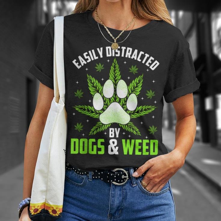 Dogs And Weed Dad Mom Dog Lover Cannabis Marijuana Gift For Women Unisex T-Shirt Gifts for Her