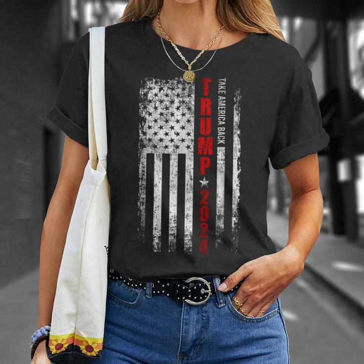 Donald Trump 2024 Take America Back American Flag Patriotic Unisex T-Shirt Gifts for Her