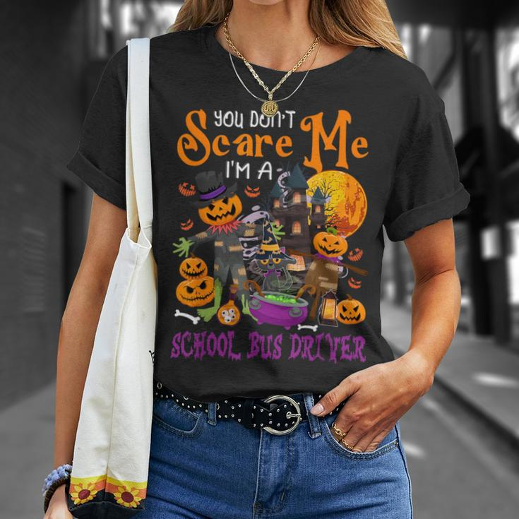 Don't Scare Me I'm A School Bus Driver Halloween Pumpkin T-Shirt Gifts for Her