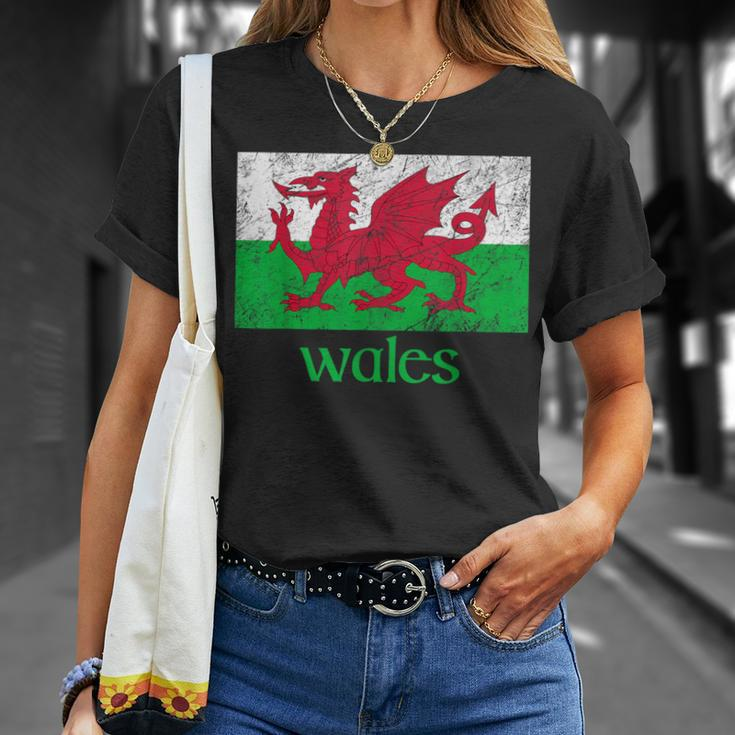 Dragon Of Wales Flag Welsh Cymru Flags Medieval Welsh Rugby T-Shirt Gifts for Her