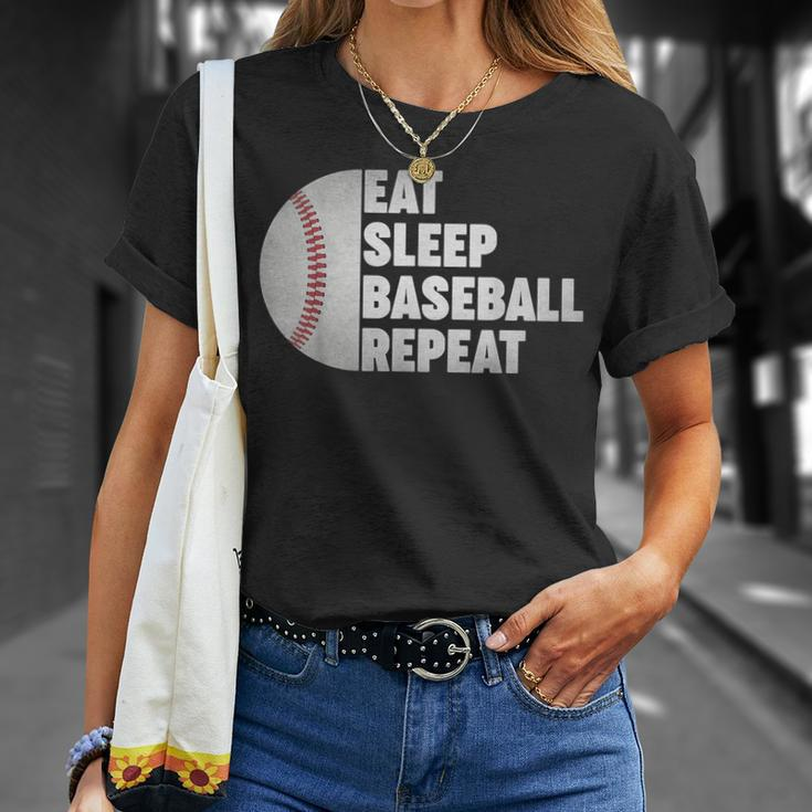 Eat Sleep Baseball Repeat Baseball Player Funny Baseball Baseball Funny Gifts Unisex T-Shirt Gifts for Her
