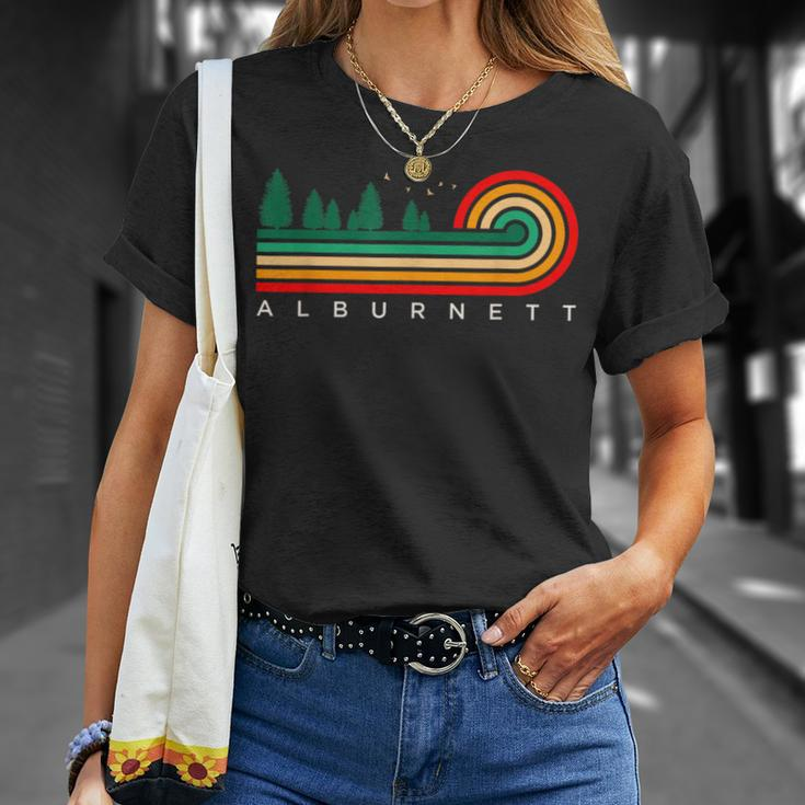 Evergreen Vintage Stripes Alburnett Iowa T-Shirt Gifts for Her