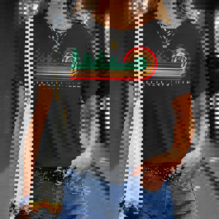 Evergreen Vintage Stripes Emeryville New York T-Shirt Gifts for Her