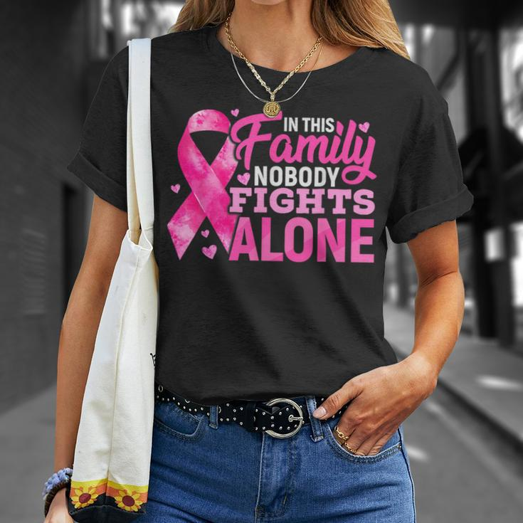In This Family No One Fight Alone Breast Cancer Awareness T-Shirt Gifts for Her