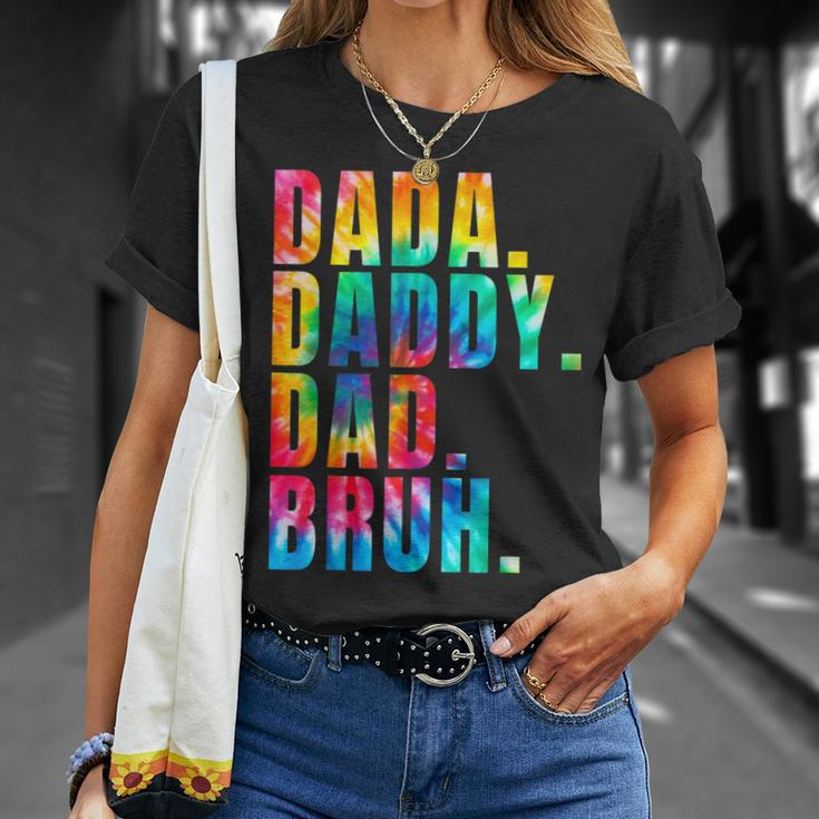 Fathers Day 2023 Dada Daddy Dad Bruh Tie Dye Dad Jokes Mens Unisex T-Shirt Gifts for Her