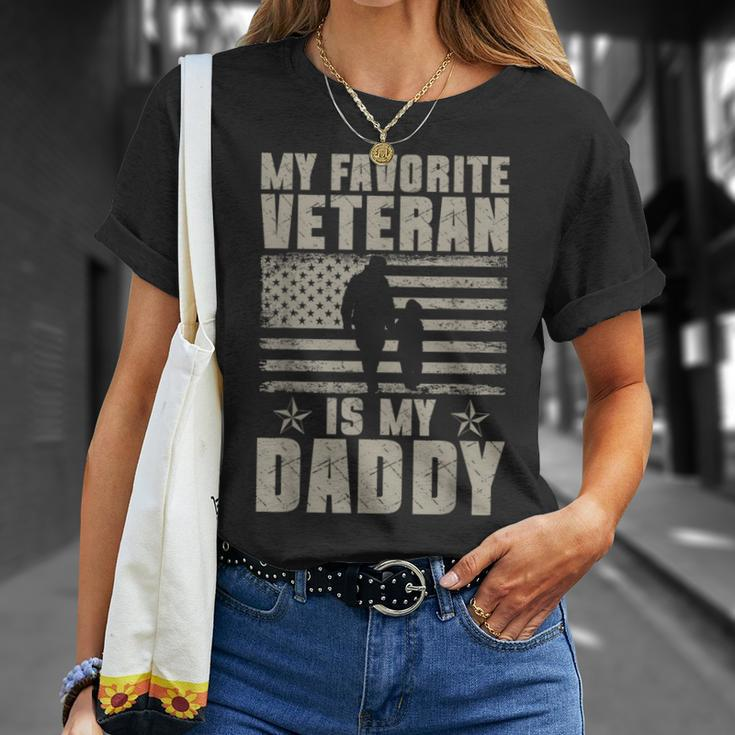 My Favorite Veteran Is My Daddy Veterans Day Usa Flag T-Shirt Gifts for Her