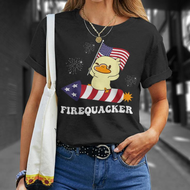 Firequacker Funny Fireworks American Patriotic 4Th July Patriotic Funny Gifts Unisex T-Shirt Gifts for Her