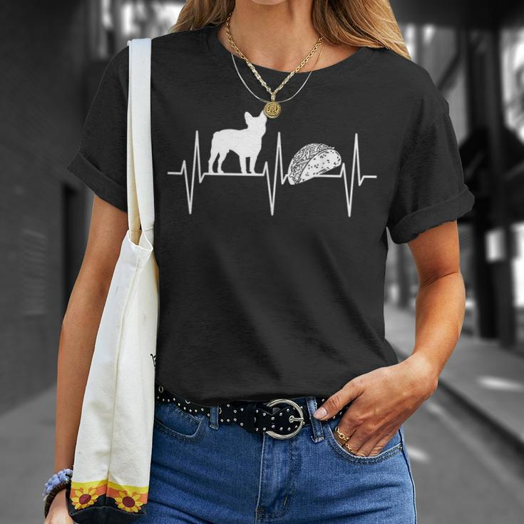 French Bulldog Taco Lover Heartbeat Bulldog Lover Unisex T-Shirt Gifts for Her