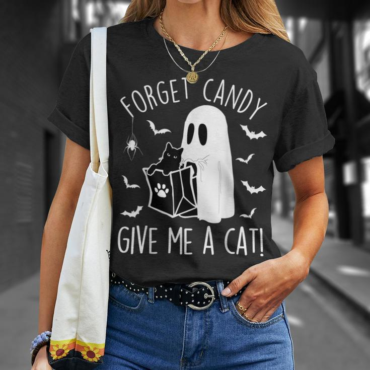 Black Cat Forget Candy Give Me A Cat Lovers Halloween T-Shirt Gifts for Her