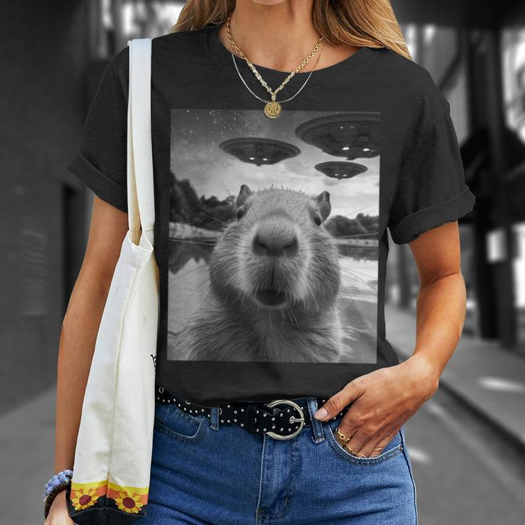 Capybara Selfie With Ufos Weird T-Shirt Gifts for Her