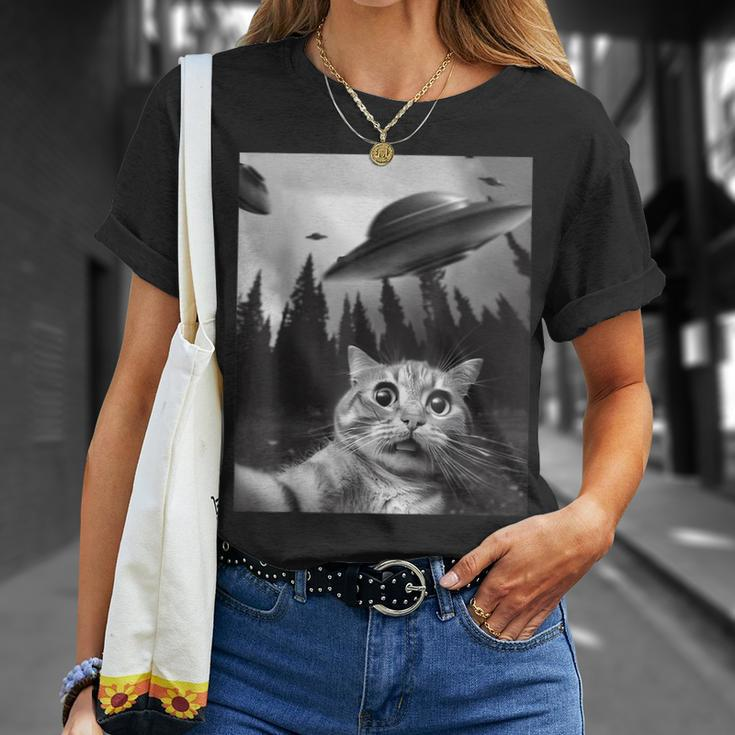 Cat Selfie With Ufos T-Shirt Gifts for Her