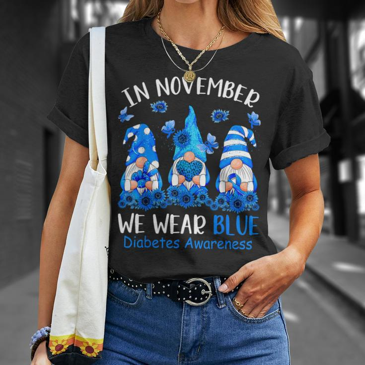 Cute Gnomes Wear Blue For Type1 Diabetes Awareness T-Shirt Gifts for Her