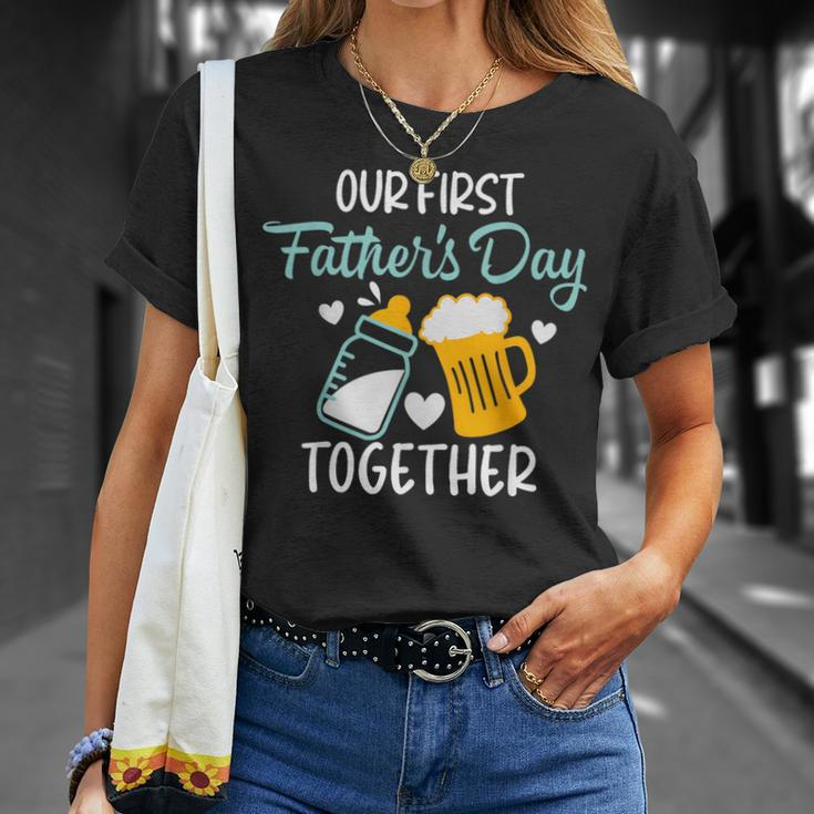 Funny Dad And Son Our First Fathers Day Together 2023 Baby Unisex T-Shirt Gifts for Her