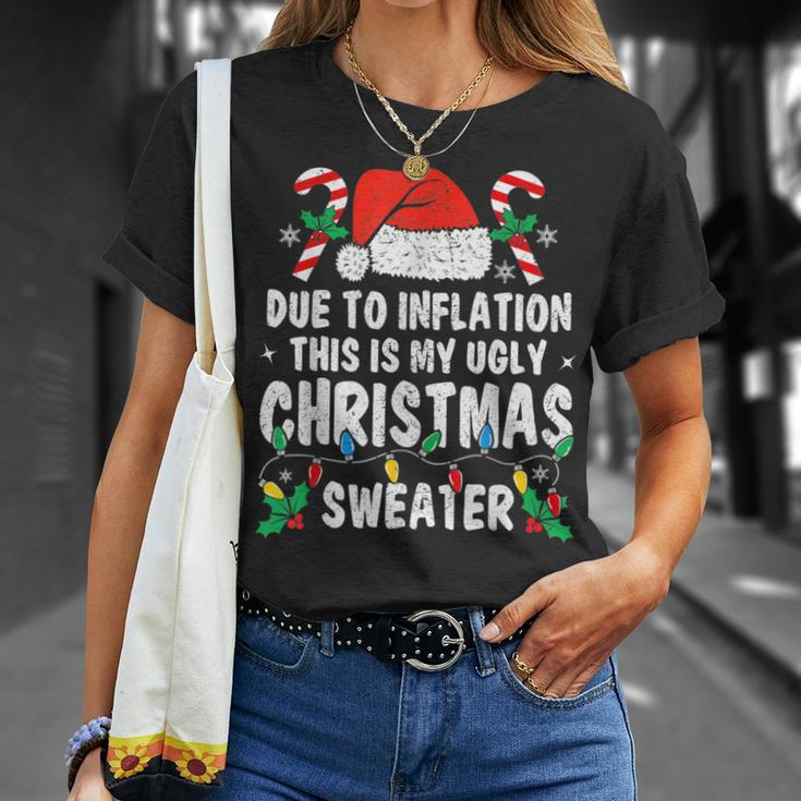Due To Inflation Ugly Christmas Sweaters Holiday Party T-Shirt Gifts for Her