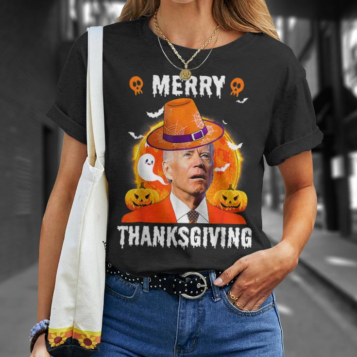 Joe Biden Happy Halloween Merry Thanksgiving T-Shirt Gifts for Her