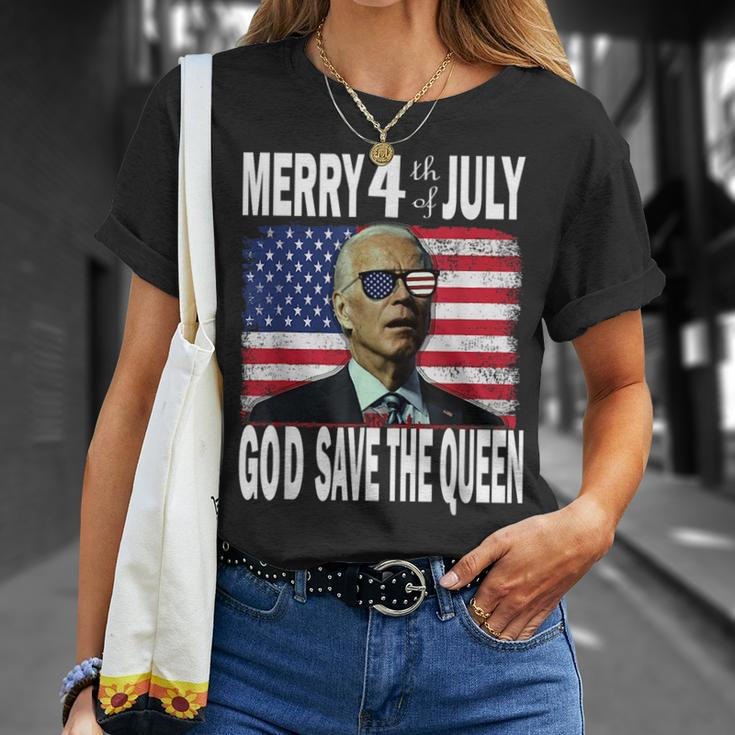 Funny Joe Biden Merry 4Th July Confused God Save The Queen Unisex T-Shirt Gifts for Her