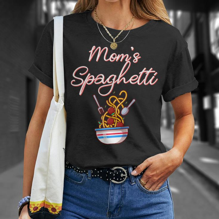 Funny Moms Spaghetti And Meatballs Meme Mothers Day Food Gift For Women Unisex T-Shirt Gifts for Her