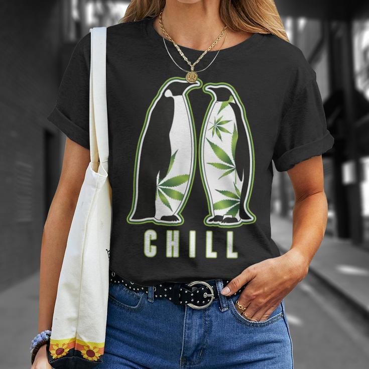 Penguin Marijuana Chill Weed 420 Marijuana Bud Pun T-Shirt Gifts for Her