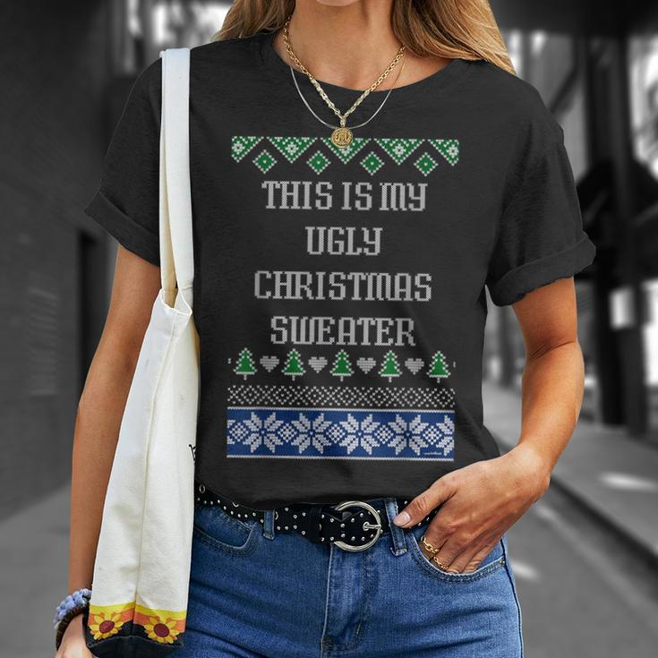 T This Is My Ugly Christmas Sweater Style T-Shirt Gifts for Her