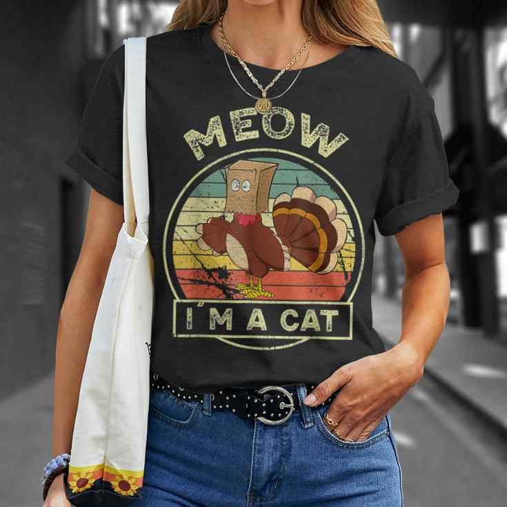 Thanksgiving Day Fake Cat Turkey Meow Autumn Family T-Shirt Gifts for Her