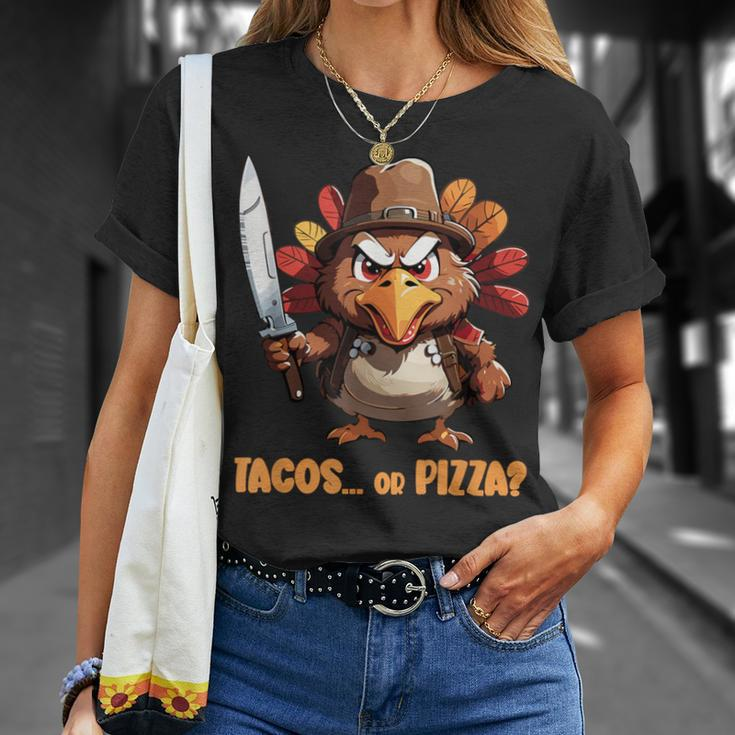 Thanksgiving Turkey Asking Eat Tacos Or Pizza Cool T-Shirt Gifts for Her