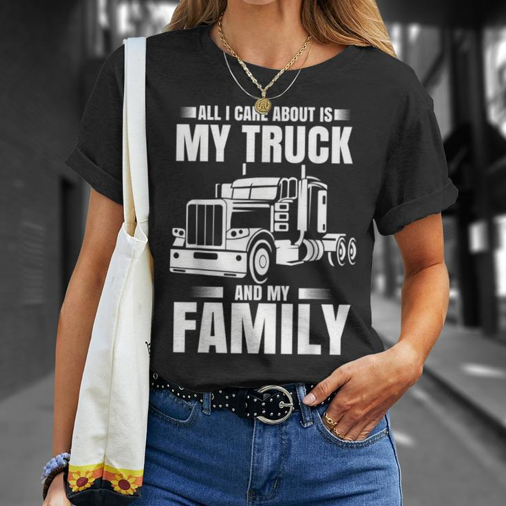 Funny Trucker Gifts Men Truck Driver Husband Semi Trailer Unisex T-Shirt Gifts for Her