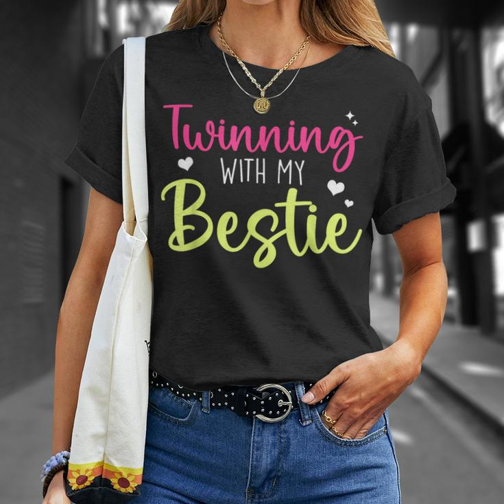 Funny Twin Matching Twins Day Friend Twinning With My Bestie Unisex T-Shirt Gifts for Her