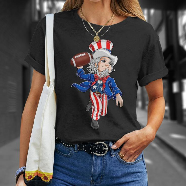 Funny Uncle Sam Football American Flag Indepedence Day Boys Unisex T-Shirt Gifts for Her