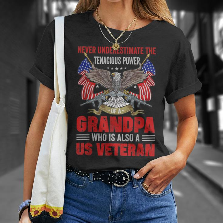 Veteran Grandpa Never Underestimate T-Shirt Gifts for Her