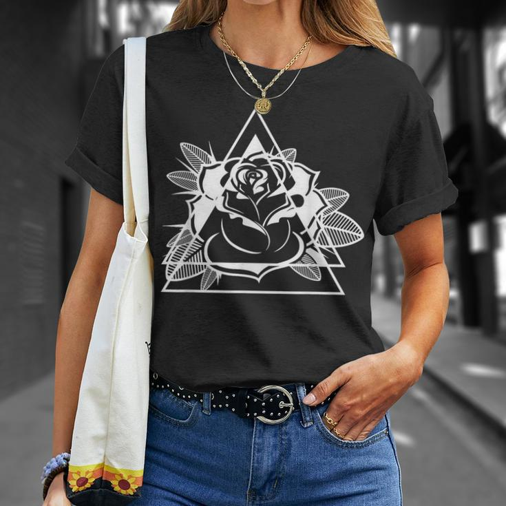 Geometric Rose Gardener Gardening Rose T-Shirt Gifts for Her