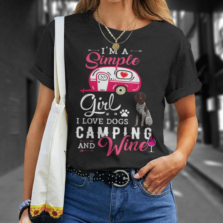 German Shorthair Pointer Dog Simple Girl Dogs Camping Wine Unisex T-Shirt Gifts for Her