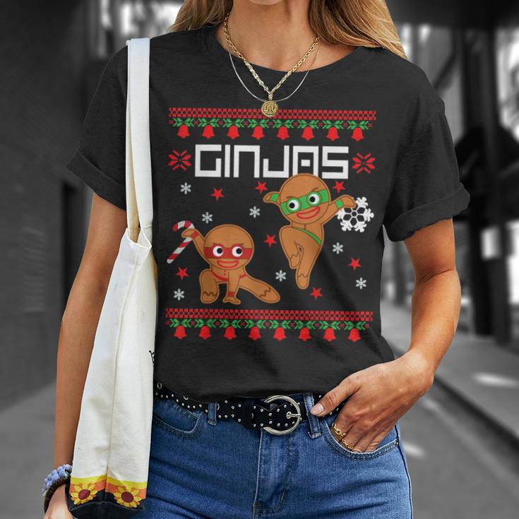 Ginjas Gingerbread Ninjas Ugly Christmas Sweater Meme T-Shirt Gifts for Her