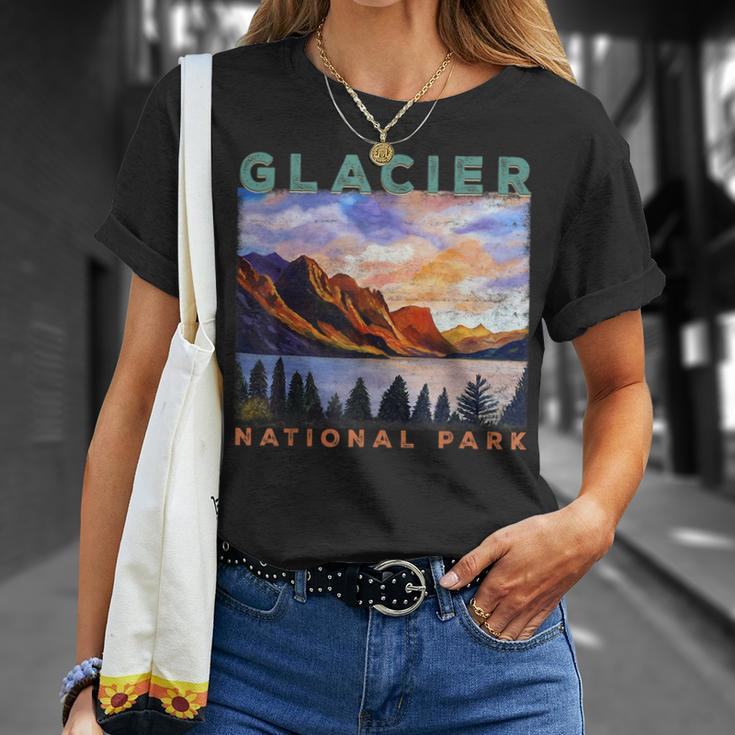 Glacier National Park Retro Us Montana Vintage Parks Unisex T-Shirt Gifts for Her