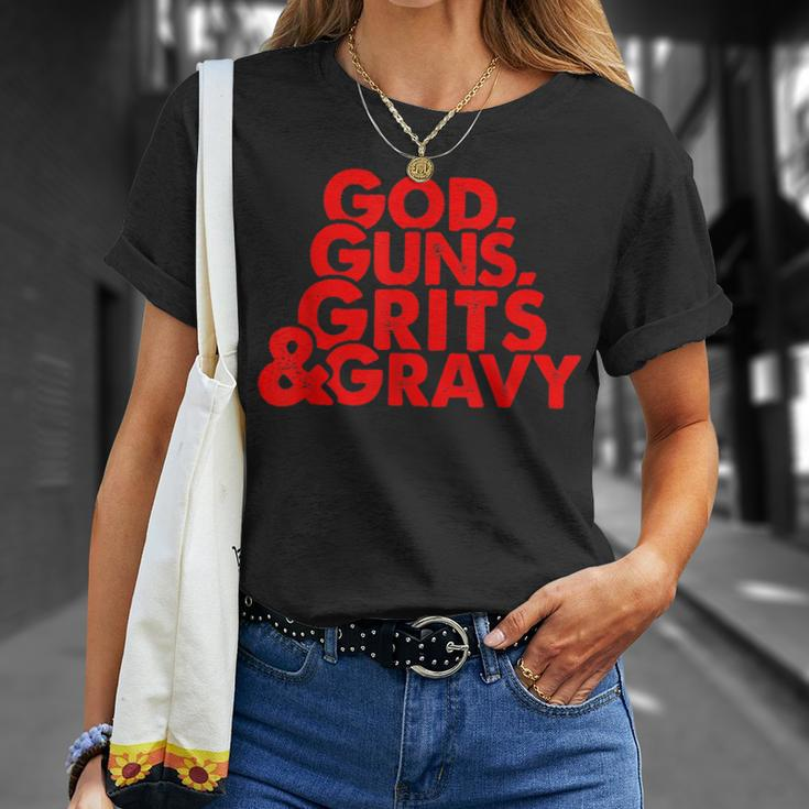 God Guns Grits & Gravy Sweet Southern Style T-Shirt Gifts for Her