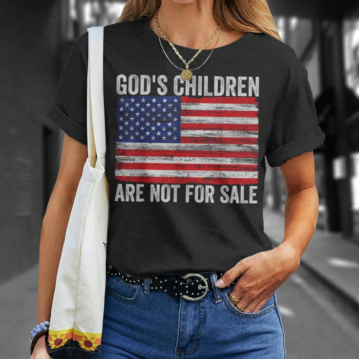 Gods Children Are Not For Sale Us Flag Unisex T-Shirt Gifts for Her