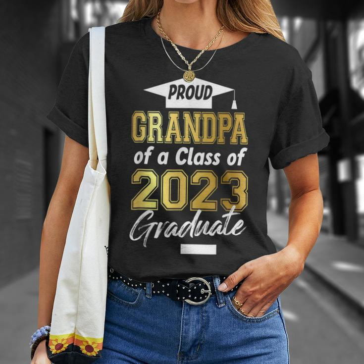 Gold Proud Grandpa Of A Class Of 2023 Graduate Unisex T-Shirt Gifts for Her