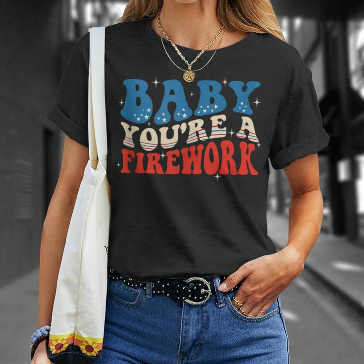 Groovy Baby Youre A Firework 4Th Of July American Flag Unisex T-Shirt Gifts for Her
