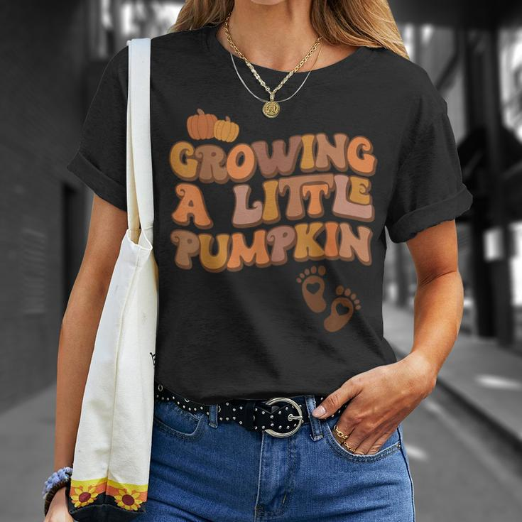 Growing A Little Pumpkin Thanksgiving Pregnancy Announcement T-Shirt Gifts for Her