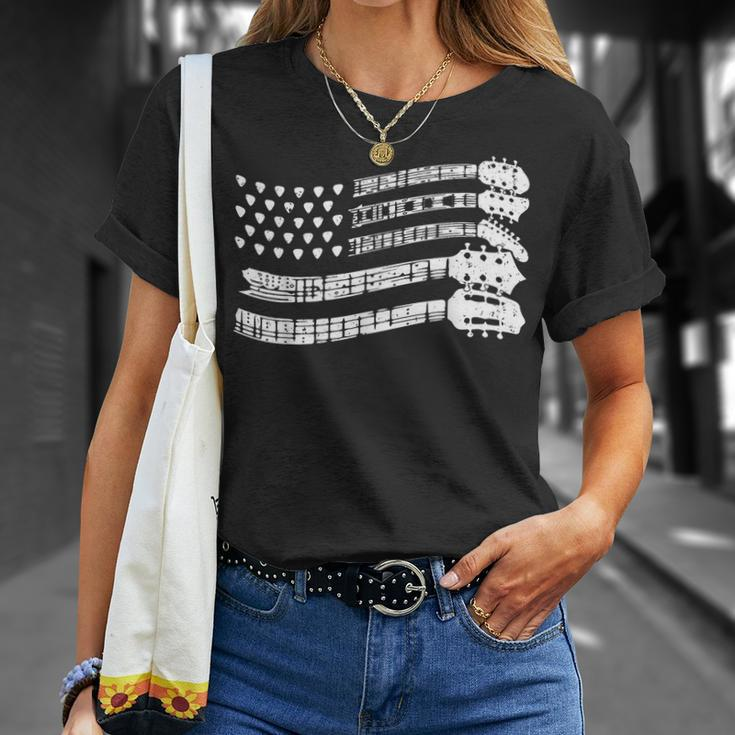 Guitar Lover Rock Music Musician Us Flag Guitar Player T-Shirt Gifts for Her