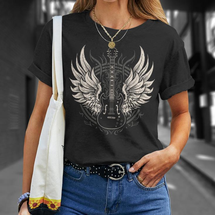 Guitar Wings Vintage Retro 80S Rock & Roll Music T-Shirt Gifts for Her