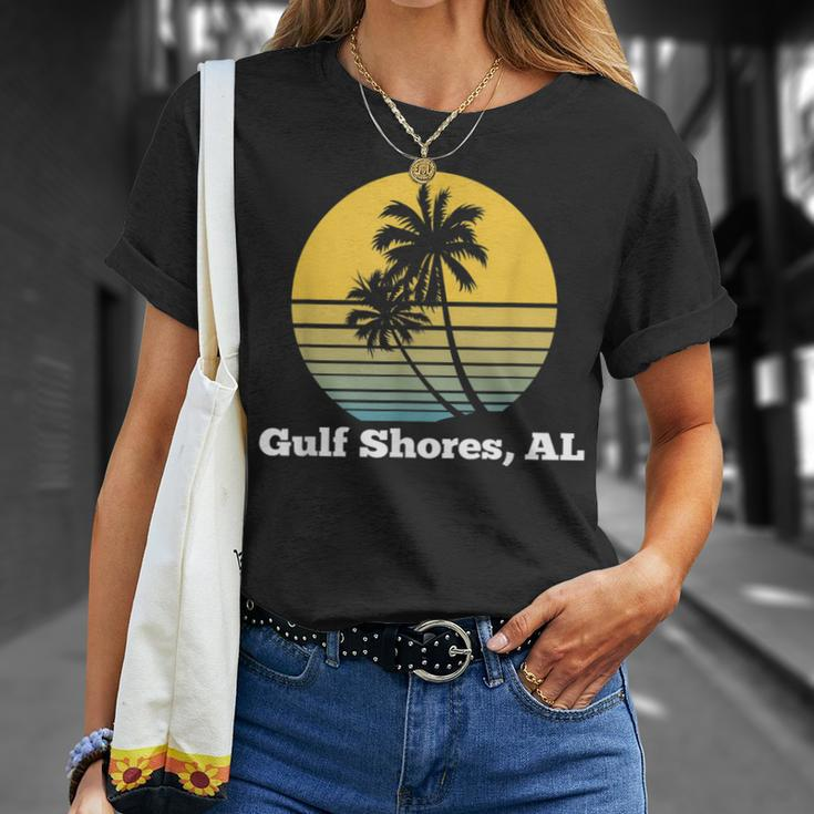 Gulf Shores Alabama Retro Vintage Palm Tree Beach T-Shirt Gifts for Her