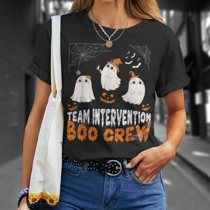 Halloween Team Intervention Boo Crew Cute Ghost Spider Bats T-Shirt Gifts for Her