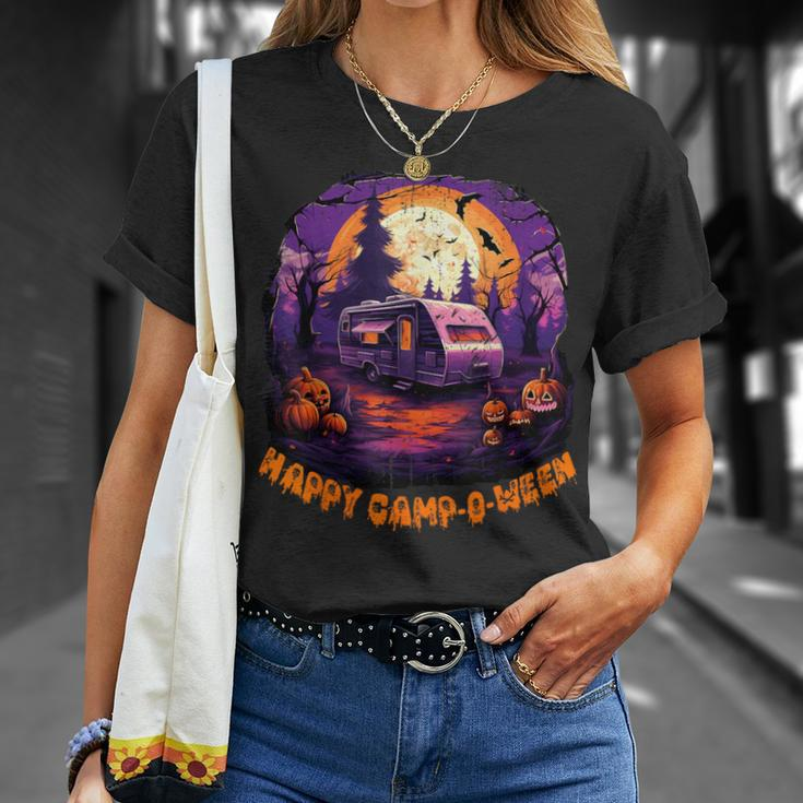 Happy Camp O Ween Camping Halloween Costume Pumpkin T-Shirt Gifts for Her